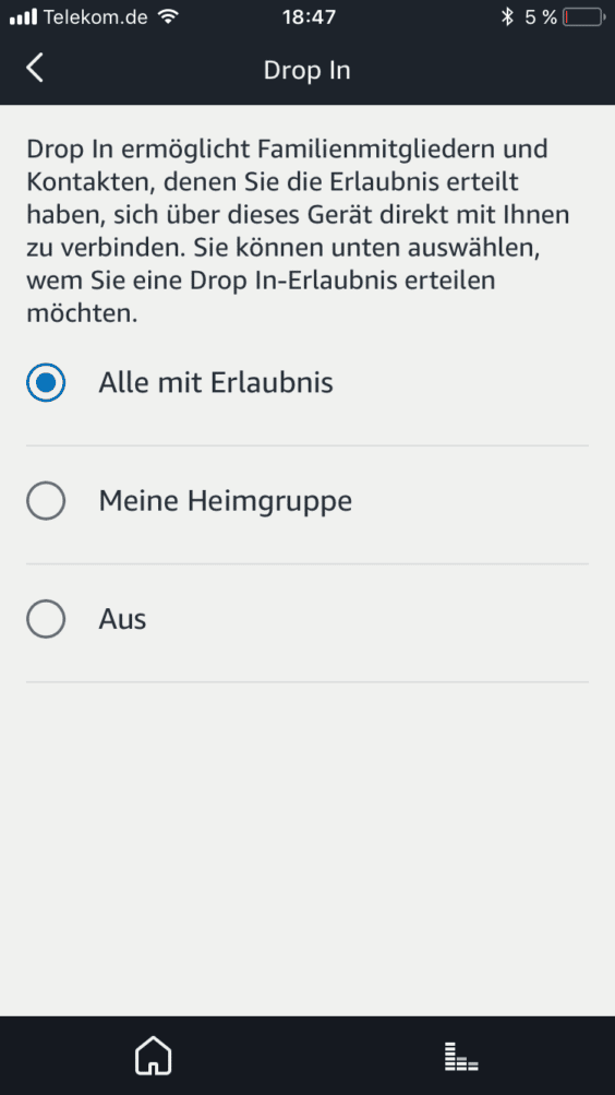 Amazon Alexa Drop In erlauben