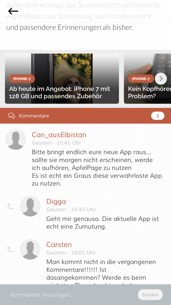 Apfelpage 6.0 Artikel - Kommentaransicht