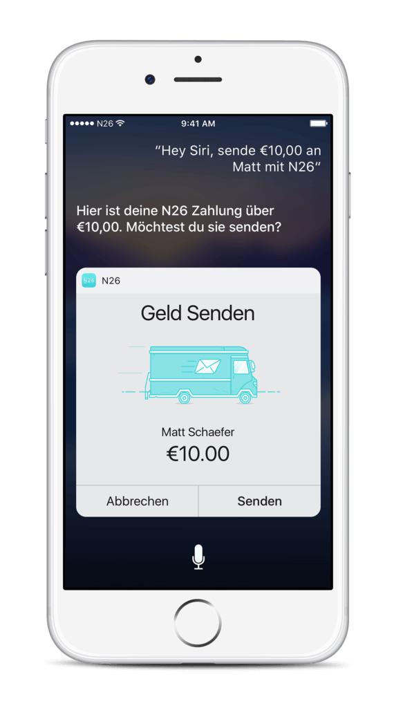 Geld Senden mit Siri und N26 Screenshot
