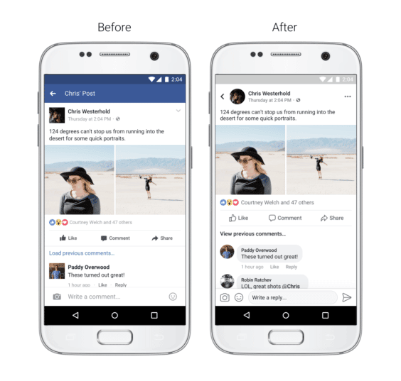 Facebook App neues Beitrags-Design