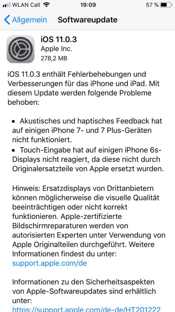 iOS 11.0.3 - Screenshot