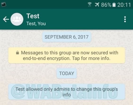 Gruppenamin-Einstellungen in WhatsApp-Beta - WAInfo