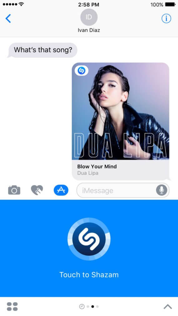 Shazam in iMessage