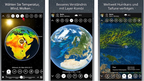 Meteo Earth visualisiert das Wetter