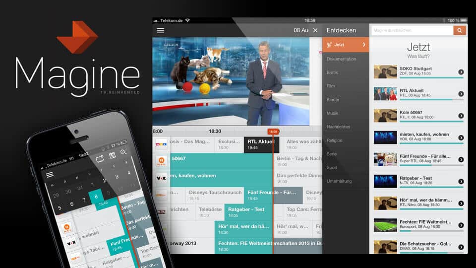 Magine bietet live TV-Streams an