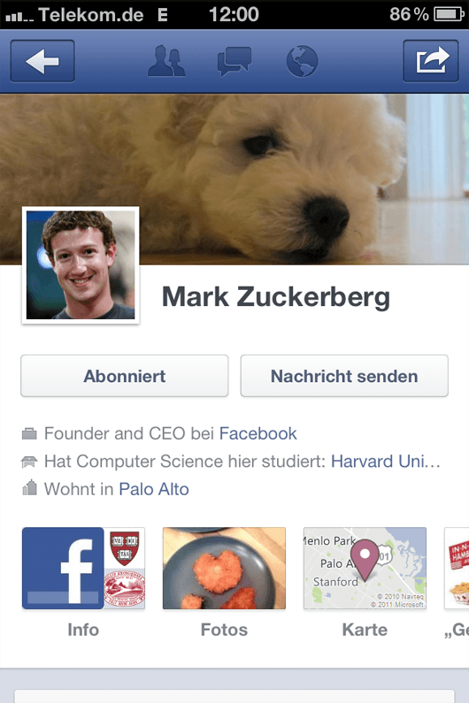 Facebook App jetzt mit Chronik-Timeline