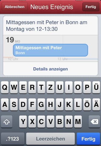 Fantastical  - Erfassen eines neuen Termins
