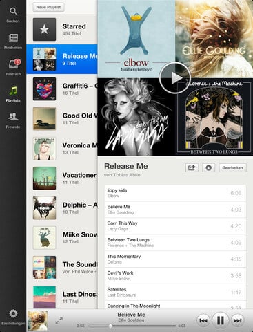 Spotify als iPad app