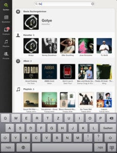 Spotify als iPad app