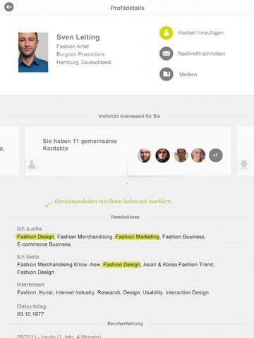 XING App nun auch auf dem iPad