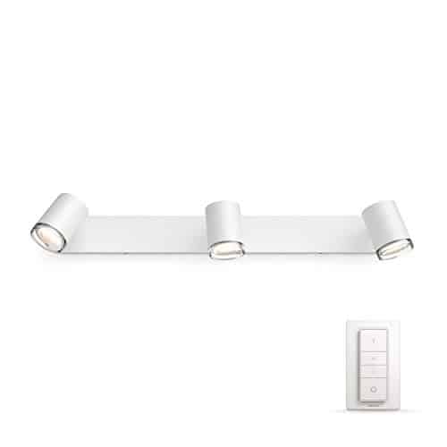 Philips Hue Adore LED 3-er Spot, inkl. Dimmschalter, dimmbar, alle Weißschattierungen, steuerbar via App, kompatibel mit Amazon Alexa (Echo, Echo Dot), weiß