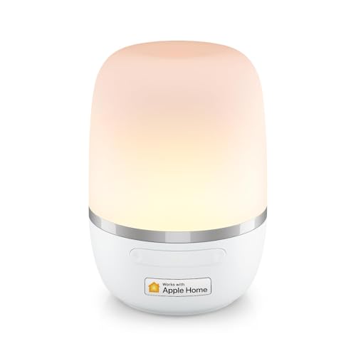 RGBCW WLAN LED Nachttischlampe funktioniert mit Apple HomeKit, Meross RGBCW Dimmbar Atmosphäre Tischlampe für Schlafzimmer Wohnzimmer mit USB-Kabel, kompatibel mit Siri, Alexa, Google, Smartthings
