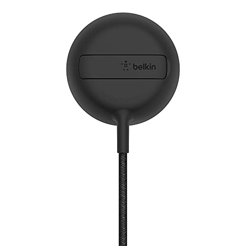 Belkin tragbares drahtloses Ladepad mit MagSafe (schnelles Laden mit bis zu 15 W, mit iPhone 13, 13 Pro, 13 Pro Max und 13 mini kompatibler Ständer, Netzteil nicht enthalten) – Schwarz