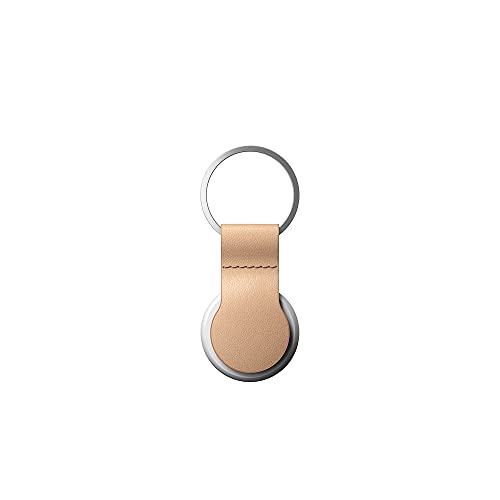 NOMAD Leather Loop Natural | schwarzer Schlüsselring mit Schlaufe aus Leder für Apple AirTags in beige | Echtleder
