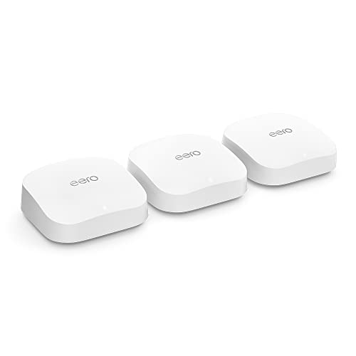 Amazon eero Pro 6E Mesh-WLAN-Router | 2,5-Gbit/s-Ethernet | Bis zu 560 m² Abdeckung | Für Verbindungen mit über 200 Geräten | Ideal für Streaming, Arbeit und Gaming | Dreierpack | 2022