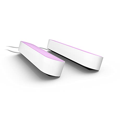 Philips Hue White & Color Ambiance Play Lightbar 2er Pack Basis-Set (500 lm), dimmbare LED-Lightbar für das Hue Lichtsystem mit 16 Mio. Farben, smarte Lichtsteuerung über Sprache oder App, weiß