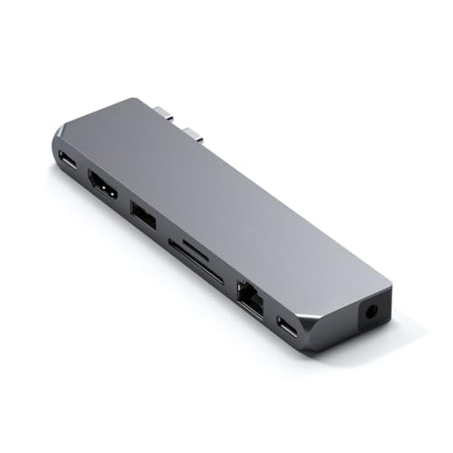 SATECHI USB-C Hub Pro Max, 8-in-1 Adapter USB4 40Gbps, 96W Power Delivery, HDMI 4K@60Hz, USB-C/USB-A 5Gbps, SD/MicroSD-Kartenleser, Ethernet, 3.5mm Audio, für MacBook Pro/Air M1 M2 M3 M4 (Space Grau)