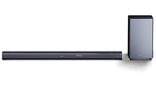 SHARP HTSBW800 5.1.2 Soundbar 570W (USB, Bluetooth, 2x HDMI, Optisch, AUX-In (3,5mm), 4K, Koaxial, Breite: 120cm) mit Dolby Atmos, drahtloser Subwoofer , schwarz