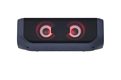 LG XBOOM Go PN7, tragbarer Bluetooth-Lautsprecher mit MERIDIAN Technologie (IPX5-Spritzwasserschutz, 24 Std. Akkulaufzeit, Beleuchtung), schwarz