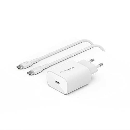 Belkin BoostCharge 25-W-Ladegerät mit PPS, USB-C Power Delivery, USB C Ladegerät, Schnellladegerät für das iPhone 15, Samsung Galaxy, Pixel, iPad und andere Geräte – USB-C/USB-C-Kabel enthalten