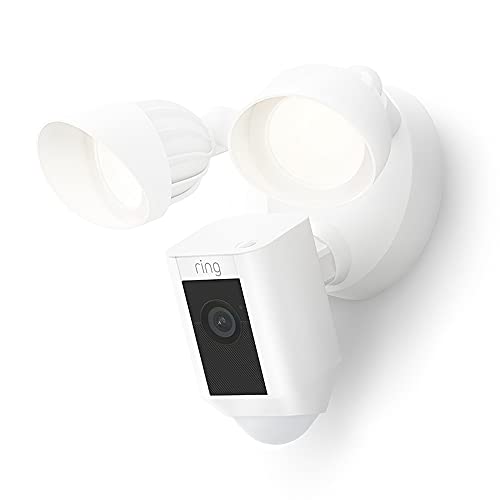 Ring Floodlight Cam Wired Plus von Amazon | 1080p-HD-Video, LED-Flutlichter, integrierte Sirene, festverdrahtete Installation | Mit 30-tägigem Testzeitraum für Ring Protect | Weiß
