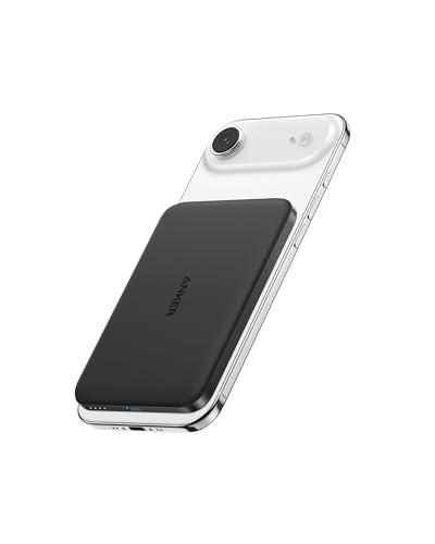 Anker Nano Powerbank, Ultraschlanke 5000mAh Magnet-Powerbank, Qi2-zertifiziert, 15W Max ultraschnelles Laden, MagSafe-kompatibel, tragbares Ladegerät, Ergonomisches Design, Für iPhone 16/15/14/13/12
