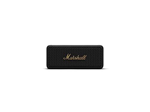 Marshall Emberton Bluetooth Tragbarer Lautsprecher, Kabelloser, Wasserabweisend - Schwarz und Messing