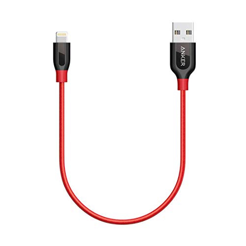 Anker Powerline+ 0.3m Lightning Kabel iPhone iPad Ladekabel [doppelt mit Nylon umflochten] für iPhone XS/XS Max/XR/X/ 8/8 Plus/ 7/7 Plus/ 6s/ iPad und weitere (Rot)