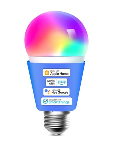 Meross Smart Wifi-Light LED Mehrfarbige dimmbare Glühbirne, kompatibel mit Siri, Alexa, Google Home und SmartThings, E27 Warmweiß (Die Verpackung des Produkts kann variieren).