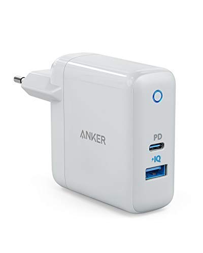 Anker USB C Ladegerät PowerPort Speed+ Duo Wandladegerät mit 30W Power Delivery Port für iPhone XS/Max/XR/X /8, MacBook Pro / Air 2018, Galaxy S9 / S8, LG, Nexus, HTC, usw.