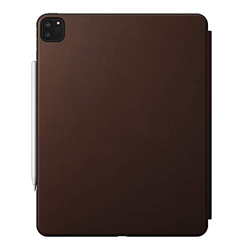 NOMAD Modern Folio Case robuste Klapphülle aus hochwertigem Echtleder kompatibel mit dem iPad Pro 12,9-Zoll in braun