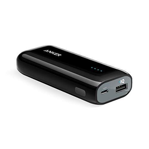 Anker Astro E1 5200mAh Mini Externer Akku Power Bank USB Ladegerät mit PowerIQ für iPhone 6s, 6, 6s Plus, Galaxy S6 S5 und weitere (Schwarz)