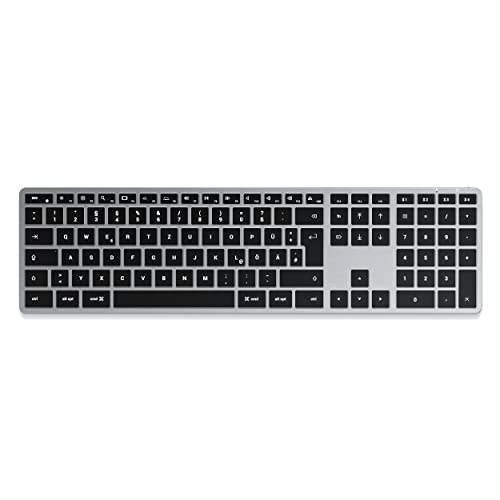 SATECHI Slim X3 Bluetooth-Tastatur mit Hintergrundbeleuchtung und Ziffernblock – Kompatibel mit 2020 iMac, 2020 Mac Mini, 2020 MacBook Pro/Air neueren Mac-Geräten (grau)