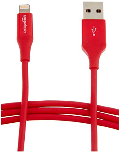 Amazon Basics Lightning auf USB A Kabel, Apple MFi Zertifiziert - 1,8 m, 1er Pack, Rot