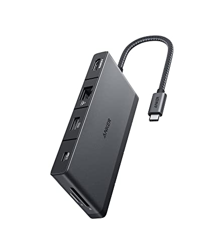Anker USB-C Hub, 552 USB-C Hub (9-in-1, 4K HDMI) mit 100W Power Delivery, 4K@30Hz HDMI, 4 USB-C und USB-A Datenanschlüsse, Ethernet und SD/microSD Karten Slot für MacBook, HP, Dell Laptops, und Meh