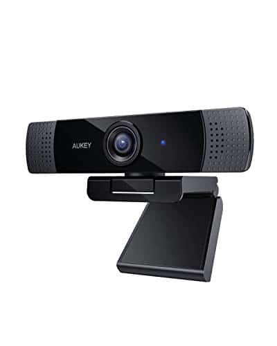 AUKEY Webcam 1080p Full HD mit Stereo-Mikrofon, Web-Kamera für Videochat und Aufnahme, kompatibel mit Windows, Mac und Android