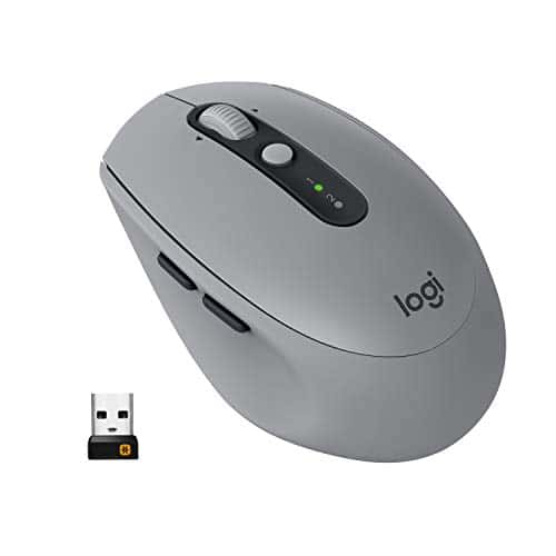 Logitech M590 Silent Kabellose Maus, Bluetooth und 2.4 GHz Verbindung via Unifying USB-Empfänger, 1000 DPI Optischer Sensor, 2-Jahre Akkulaufzeit, PC/Mac - hellgrau, Englische Verpackung
