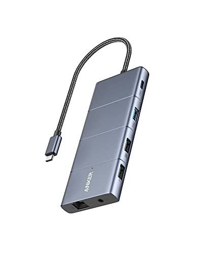 Anker 565 11-in-1 USB-C Hub, Docking-Station mit 10 Gbps USB-C & USB-A Datenports, 4K HDMI, DisplayPort, 100W PD, 2 USB 2.0 Daten, Ethernet, AUX, microSD & SD, Für MacBook Pro und mehr