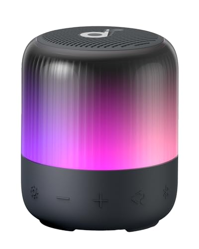 soundcore Glow Mini Speaker, Tragbarer Bluetooth-Lautsprecher, 360° Sound, Lichtshow, 12h Spielzeit, Individuell Einstellbare EQ & Licht, IP67 Wasser- & Staubdicht, für Camping, Zuhause & Strandpartys