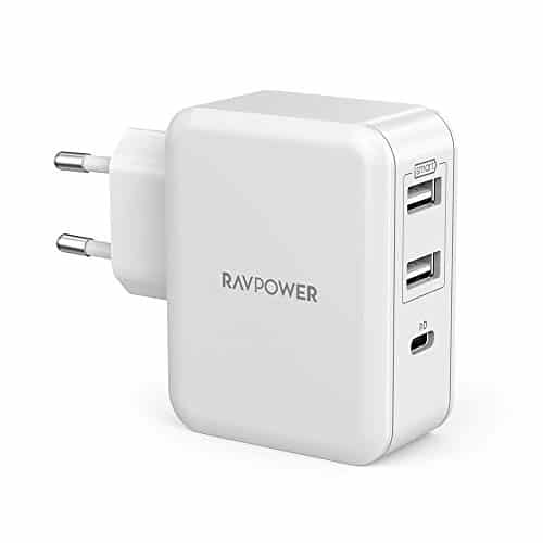 RAVPower USB C Ladegerät 33W Ladeadapter, 3 Port USB Ladegerät mit 18W Power Delivery 3.0 für iPhone X XR XS Max 8 Plus, iPad Pro 2018, Galaxy S10/S9/S9+/S8, Huawei P20 P30, HTC, Powerbank usw