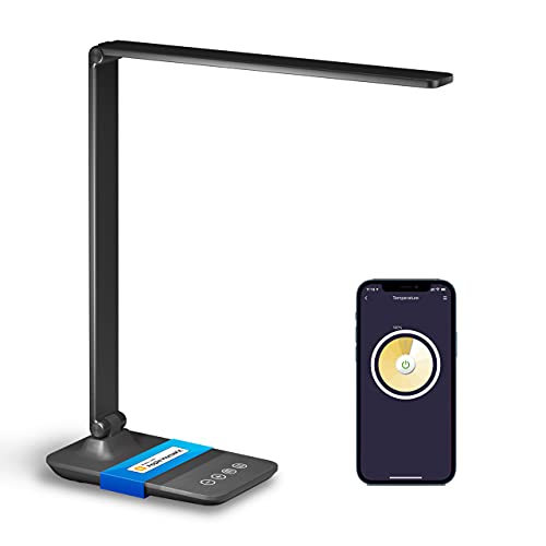 Smart Schreibtischlampe LED funktioniert mit Apple HomeKit, meross WLAN Tischlampe 3 Farbe und 4 Helligkeitsstufen, Dimmbar Tischleuchte 10W mit Touchbedienung Memory kompatibel mit Alexa, Google Home