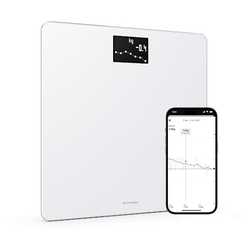 Withings Body — WIFI-verbundene Waage mit Gewichts- und BMI-Tracking, digitale Personenwaage mit App-Synchronisierung über Bluetooth oder WIFI, Weiß