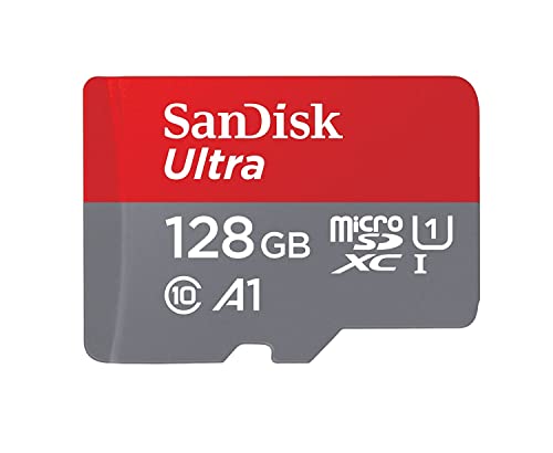 SanDisk Ultra 128GB microSDXC Speicherkarte + Adapter bis zu 100 MB/Sek., Class 10, U1, A1, FFP
