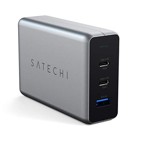 SATECHI 100W USB-C PD Kompaktes GaN-Ladegerät (leistungsstarke GaN-Technologie) – Für M2/ M1 MacBook Pro/Air, M2/ M1 iPad Pro/Air, iPhone 16/16 Pro, 15 Pro Max/15 Pro/15/15 Plus