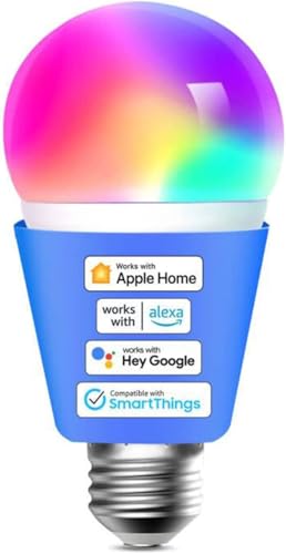 Meross Smart Wifi-Light LED Mehrfarbige dimmbare Glühbirne, kompatibel mit Siri, Alexa, Google Home und SmartThings, E27 Warmweiß (Die Verpackung des Produkts kann variieren).