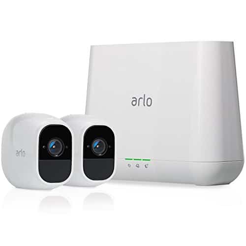 Arlo Pro2 Überwachungskamera & Alarmanlage, 1080p HD, 2er Set, Smart Home, kabellos, Innen/Außen, Nachtsicht, 130 Grad Blickwinkel, WLAN, 2-Wege Audio, wetterfest, Bewegungsmelder, (VMS4230P) - Weiß