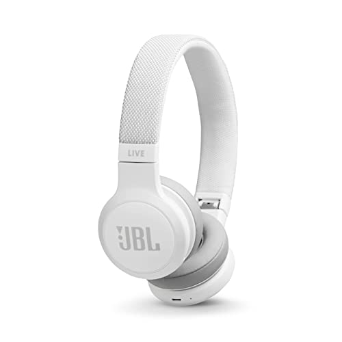 JBL LIVE 400BT kabellose On-Ear Kopfhörer in Weiß – Bluetooth Ohrhörer mit bis zu 24 Stunden Laufzeit & Alexa-Integration – Musik hören und telefonieren unterwegs