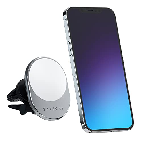 SATECHI Magnetisches kabelloses Autoladegerät (Qi Wireless Charging) 7,5W Lüftungshalterung - Kompatibel mit iPhone 15 Pro Max/15 Pro/15/15 Plus, 14 Pro Max/14 Pro/14/14 Plus, 13 Pro Max/13 Pro