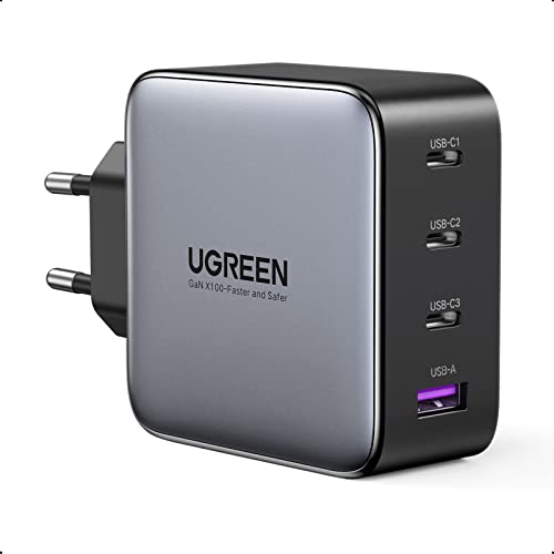 UGREEN Nexode 100W USB C Ladegerät GaN USB C Netzteil 4 Ports Charger PD Ladegerät mit PPS kompatibel mit MacBook Pro, iPhone 15 Pro Max/15 Pro/14 Pro/14 Pro Max, iPad Pro, S23 Ultra, S23+ usw