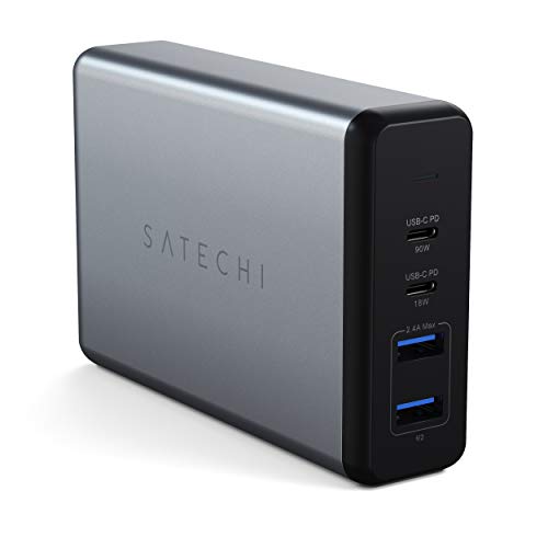 SATECHI 108W Pro USB-C PD Desktop-Ladegerät – 2 USB-C PD & 2 USB-A Anschlüsse – Kompatibel mit 2022 MacBook Pro/Air M2, 2022 iPad Air M1, 2021 iPad Pro, iPhone 13 Pro Max/13 Pro/13 Mini /13
